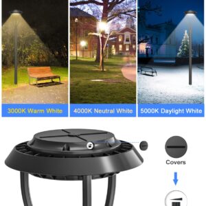 80W LED Post Top Light ETL&DLC Listed 11200Lm Adjustable CCT 3000K/4000K/5000K Dusk to Dawn LED Pole Top Light IP65 Waterproof for Outdoor Commercial Pole Mount Light Fixture AC100-277V