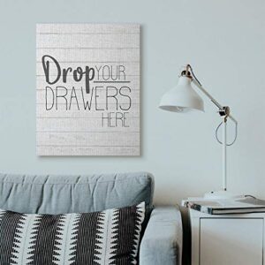 Stupell Industries Drop Your Drawers Bathroom Laundry Black and White Design Decorative Wall Hangings, Multi-Color