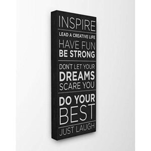 stupell industries inspire family home inspirational word black and white design stretched canvas wall art by sd graphics studio, 10 x 1.5 x 24, multi-color