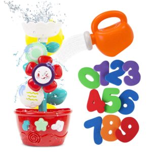 toy life flower bath toys for toddlers 1-3 years bathtub toys for toddlers with squirter toys watering can waterfall flower baby bath toy for kids 1 2 3 4 5 year old girls boys