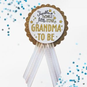 Grandma to Be Pin Twinkle Little Star Baby Shower Pin White & Gold for Nona to wear, It's a Girl, It's a Boy Baby Sprinkle