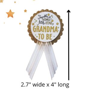 Grandma to Be Pin Twinkle Little Star Baby Shower Pin White & Gold for Nona to wear, It's a Girl, It's a Boy Baby Sprinkle