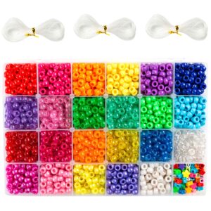pony beads, 3,300 pcs 9mm pony beads set in 23 colors with letter beads, star beads and elastic string for bracelet jewelry making by inscraft