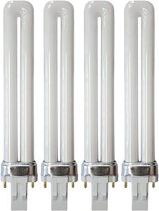 (pack of 4) 13-watt single tube 2 pin gx23 (see photos) base - 3500k neutral white 35k cfl light bulb - replacement for sylvania 20335/21137 cf13ds/835- philips 146845 pl-s 13w/835 ge 97569f13bx/835
