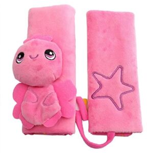 Soft Cartoon Baby Child Animal Harness Car Seat Belt Strap Covers Safety Shoulder Pad Protection Cushion for Infant Stroller Pushchair Seatbelt (Pink Angle)