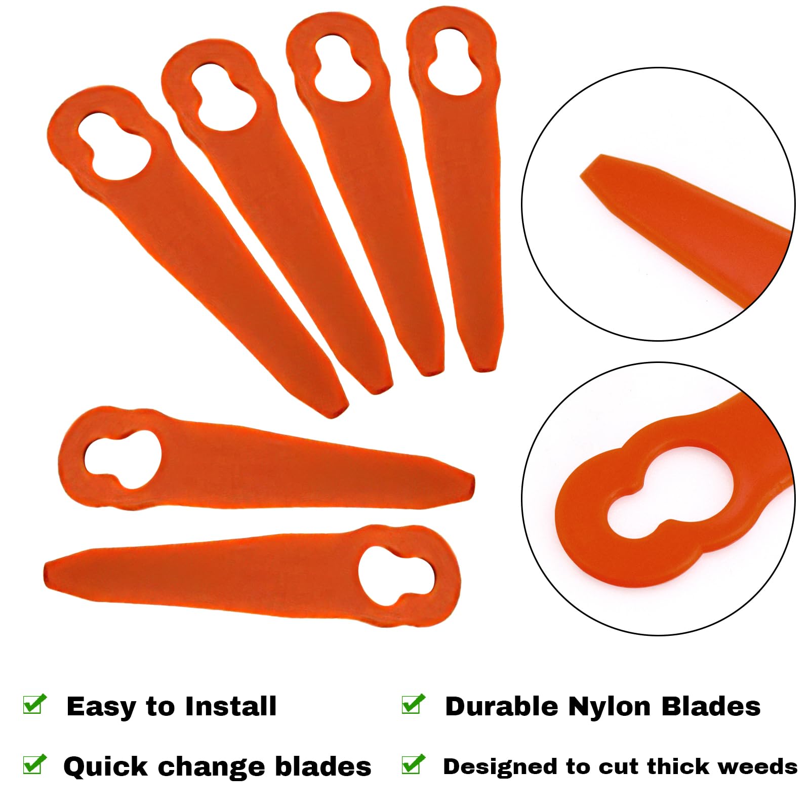 Chuancheng 48pcs Plastic String Trimmer Head Blades Replacement for Stihl PolyCut 2-2 4008 007 1000 Lawnmower Weed Eater Blades Grass Cutter Tools