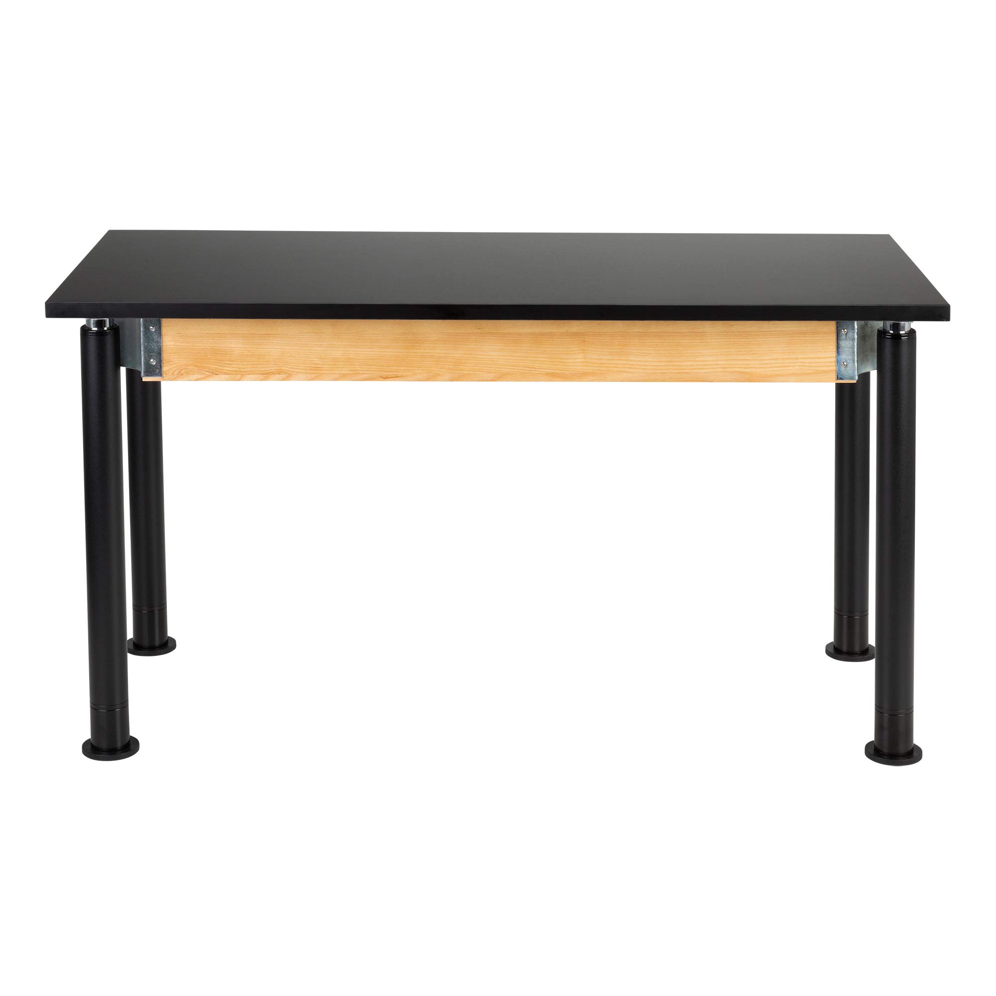 Learniture Heavy-Duty School Science Lab Table with Chemical-Resistant Top, Adjustable Height Science Table for Classrooms, 24" D x 54" W x 29" H, Black