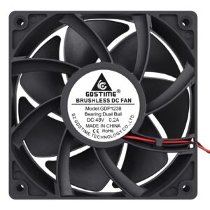 gdstime 1238 48v fan, 120mm x 38mm dual ball bearings dc brushless cooling fan