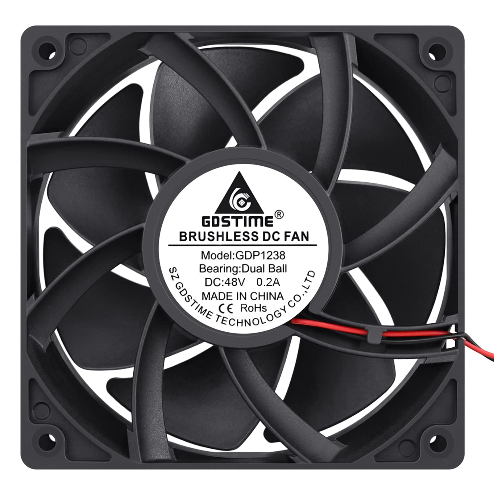 GDSTIME 1238 48V Fan, 120mm x 38mm Dual Ball Bearings DC Brushless Cooling Fan