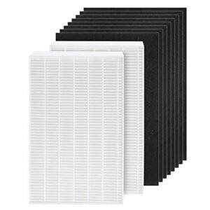 hpa100 true hepa filter replacement hrf-arvp100 for honeywell hpa100 series air purifier, hpa094, hpa104, hpa105 hpa3100, hpa5100 series, 2 hepa r and 8 precut carbon pre-filters a