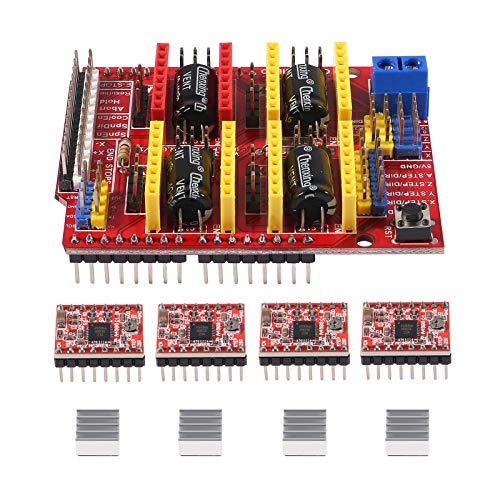 ACEIRMC 3D Printer CNC Shield V3 Engraver Expansion Board with 4X A4988 Driver Module and 4 x Radiator (Kits)