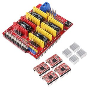 ACEIRMC 3D Printer CNC Shield V3 Engraver Expansion Board with 4X A4988 Driver Module and 4 x Radiator (Kits)