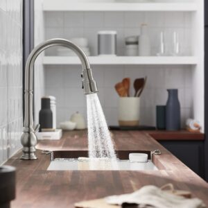 Kohler K-29709-VS Artifacts Touchless Kitchen Faucet with Pull Down Sprayer, Kitchen Sink Faucet in Vibrant Stainless