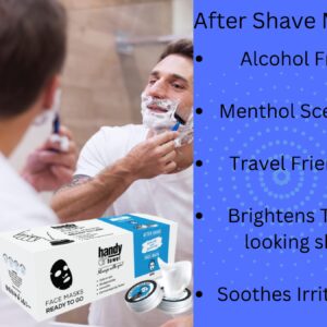 After shave Mask For Men, Menthol Scent, Alcohol Free 40 Applications, 40 Single Use Mens Aftershave Towelettes,Travel Size, Soothes Shaving Irritation.