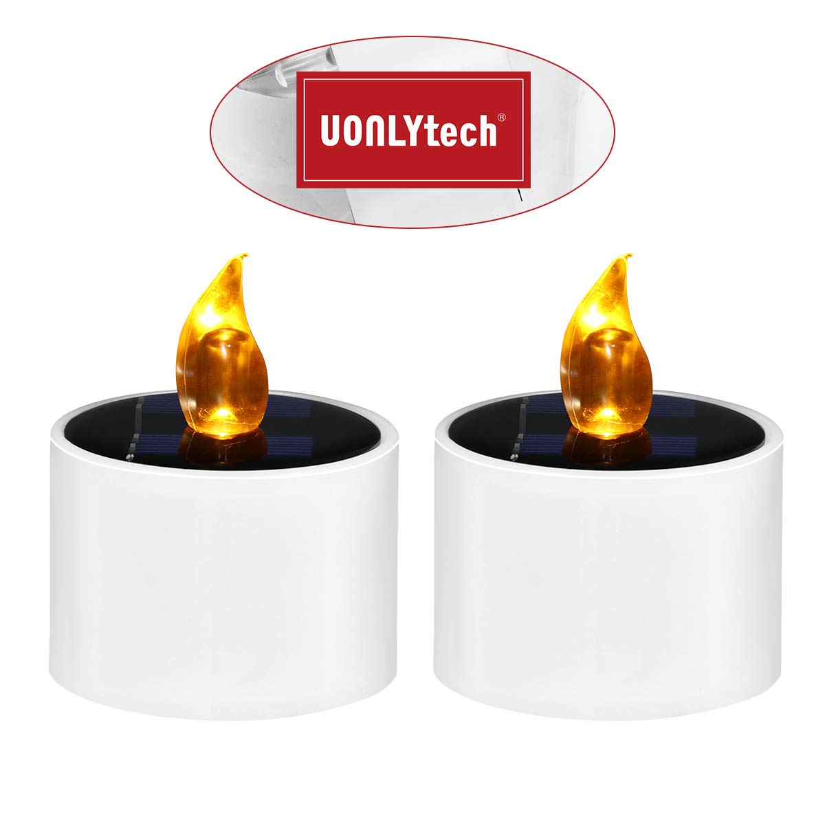 Solar Candle Light, Waterproof Flicker Flameless Floating Candle Light, Solar Tea Light for Festival (2Pcs)