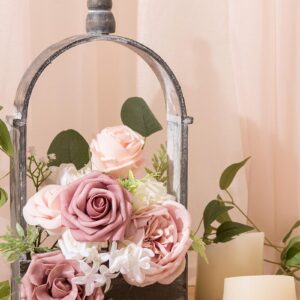 Ling's Moment Garden Dusty Rose Artificial Wedding Flowers Combo for Wedding Bouquets Centerpieces Flower Arrangements Bridal Shower Decorations