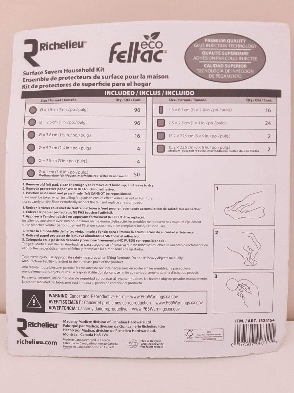 RICHELIEU Eco Feltac Surface Savers Household Kit