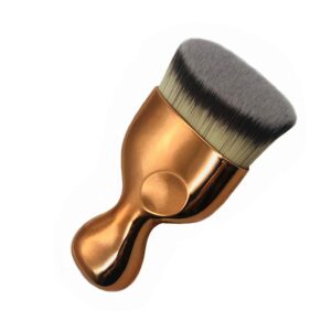 angled flat foundation brush high density face body kabuki makeup brush for liquid foundation powder cream contour buffing stippling blending (rose gold)