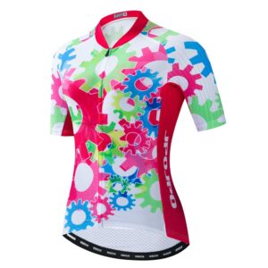 cycling jersey women short sleeve bike shirt summer biking tops bicycle clothing pink white xl
