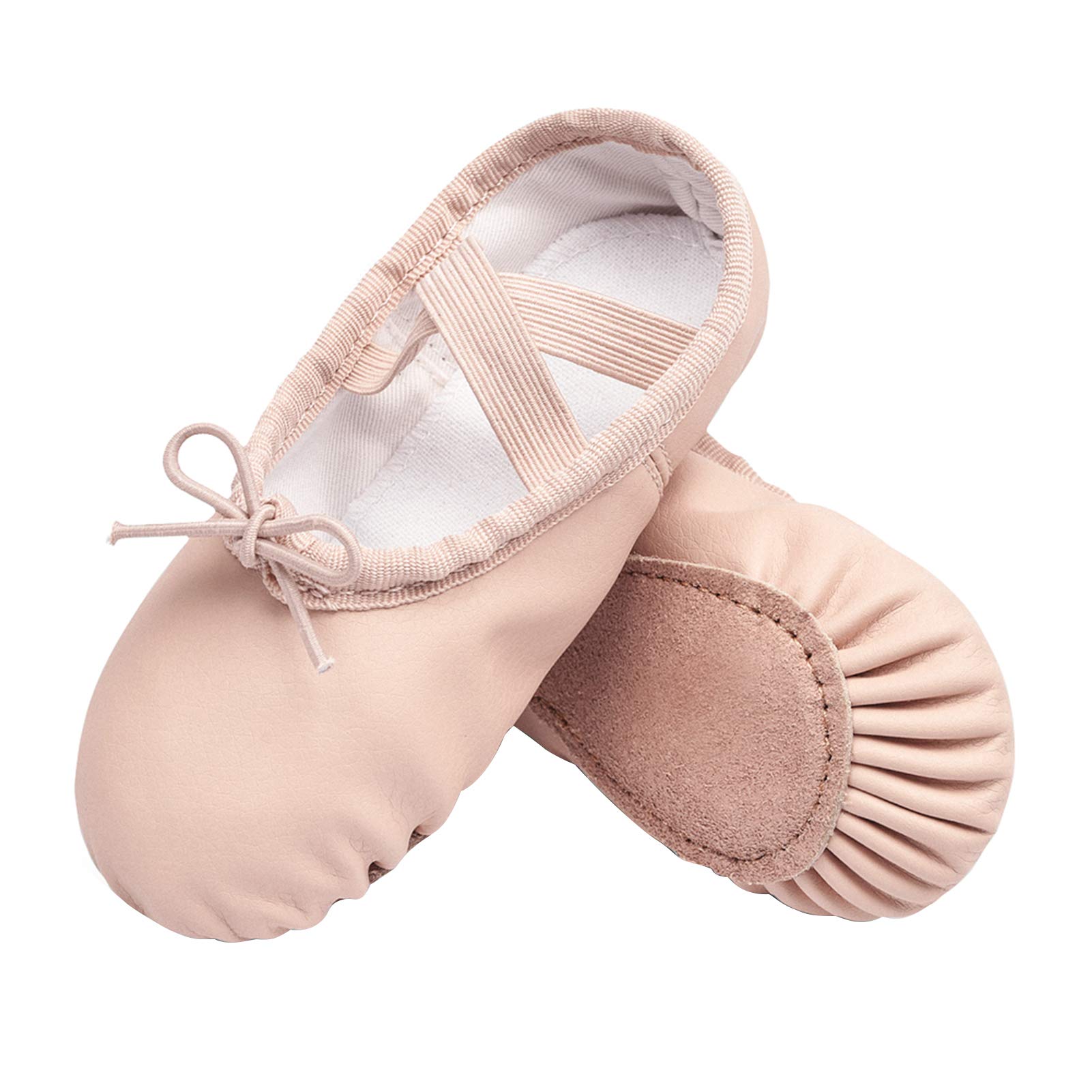 Stelle Ballet Shoes for Girls Toddler Ballet Slippers Soft Leather Boys Dance Shoes for Toddler/Little Kid/Big Kid(Ballet Pink (with Lace), 10MT)