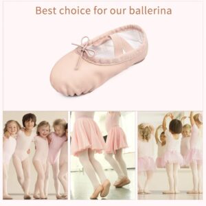 Stelle Ballet Shoes for Girls Toddler Ballet Slippers Soft Leather Boys Dance Shoes for Toddler/Little Kid/Big Kid(Ballet Pink (with Lace), 10MT)