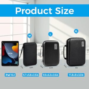 ProCase Hard Travel Electronic Organizer Case for MacBook Power Adapter Chargers Cables Power Bank Apple Magic Mouse Hard Drive USB Flash Disk SD Card Small Portable Accessories Bag -M, Black