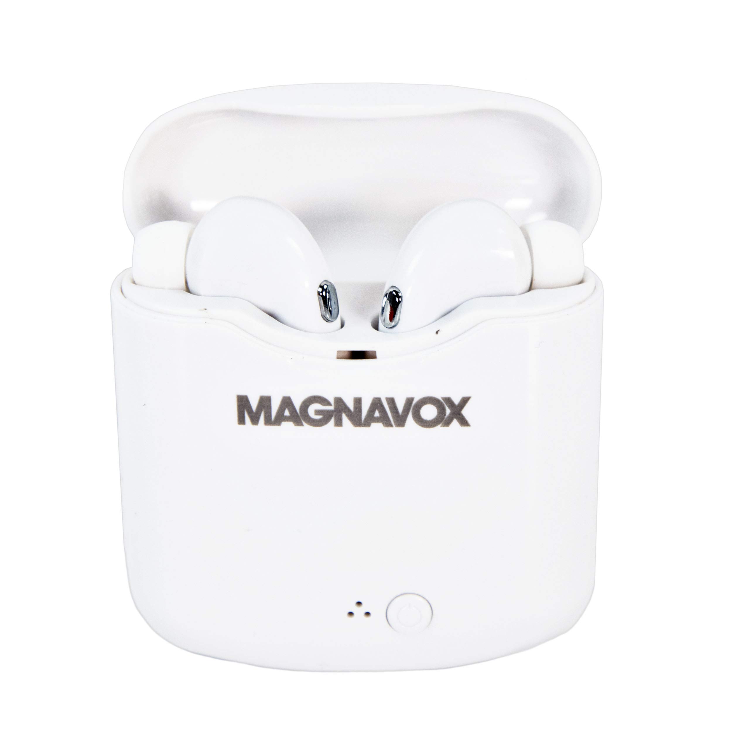 Magnavox MBH570 Bluetooth Mini Wireless Ear Buds with Charging Case in White