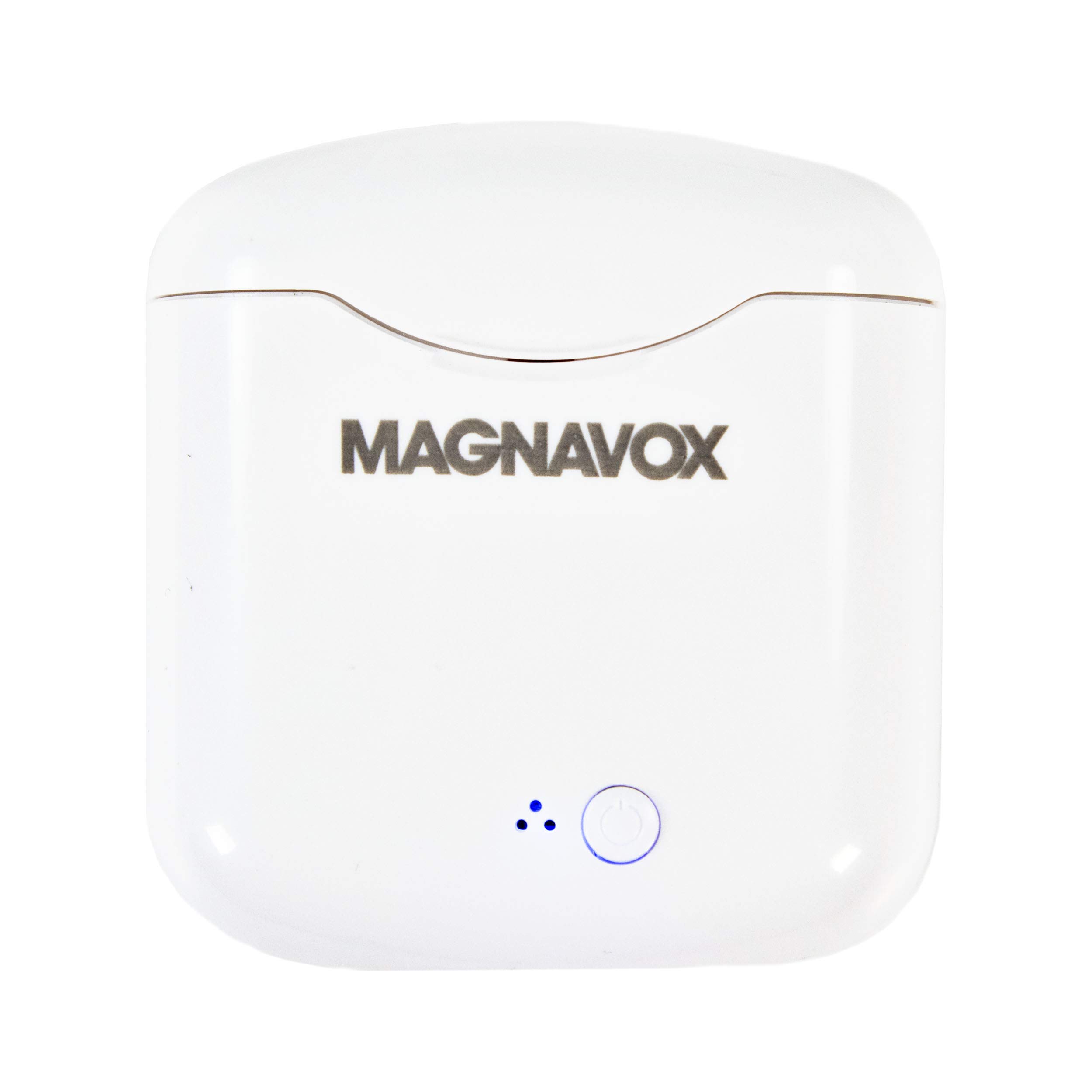 Magnavox MBH570 Bluetooth Mini Wireless Ear Buds with Charging Case in White