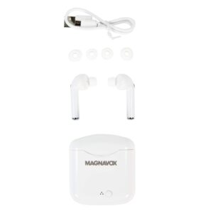 Magnavox MBH570 Bluetooth Mini Wireless Ear Buds with Charging Case in White