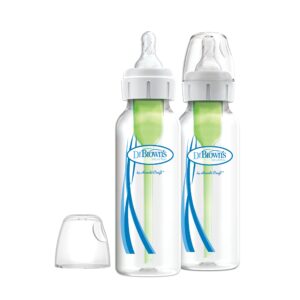 Dr. Brown’s Natural Flow® Anti-Colic Options+™ Narrow Baby Bottles, 8 oz/250ml, with Level 1 Slow Flow Nipple, 4 Pack, Pink/Clear