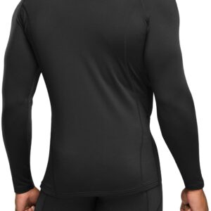 TSLA Men's Thermal V-Neck Long Sleeve Compression Shirts, Athletic Base Layer Top, Winter Gear Running T-Shirt, Heatlock V Neck Black, Small