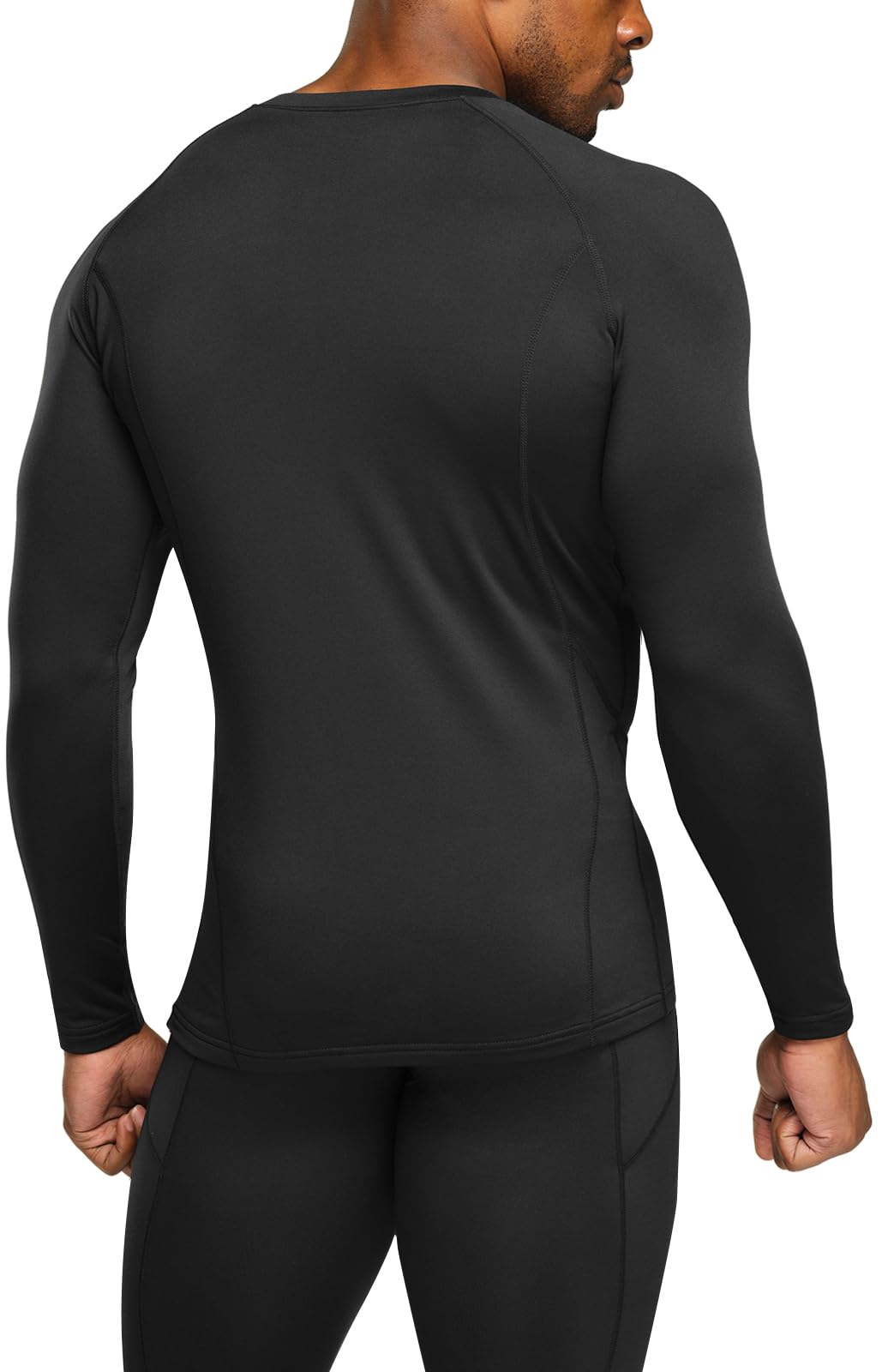 TSLA Men's Thermal V-Neck Long Sleeve Compression Shirts, Athletic Base Layer Top, Winter Gear Running T-Shirt, Heatlock V Neck Black, Small