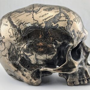 Veronese Design 5 3/8 Inch Craniumography Old Treasure Map Skull Sculpture Cold Cast Resin Bronze Finish Statue