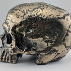 Veronese Design 5 3/8 Inch Craniumography Old Treasure Map Skull Sculpture Cold Cast Resin Bronze Finish Statue