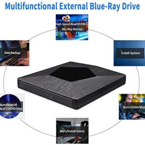 Wihool External Blu Ray CD DVD Drive, Portable 3D Blu-ray Drive USB 3.0 and Type-C DVD Burner Optical Bluray CD DVD Reader for Mac OS, Windows xp/7/8/10, Laptop PC