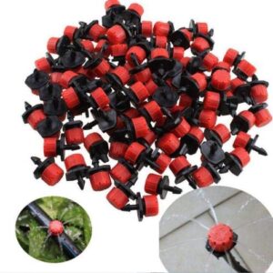 Yardwe 100PCS Adjustable Irrigation Drippers Sprinklers 1/4 Inch Emitter Dripper Micro Drip Irrigation Sprinklers for drip Irrigation System Parts Garden Watering