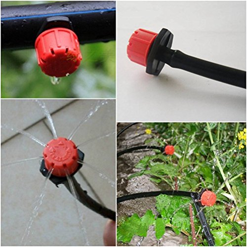 Yardwe 100PCS Adjustable Irrigation Drippers Sprinklers 1/4 Inch Emitter Dripper Micro Drip Irrigation Sprinklers for drip Irrigation System Parts Garden Watering