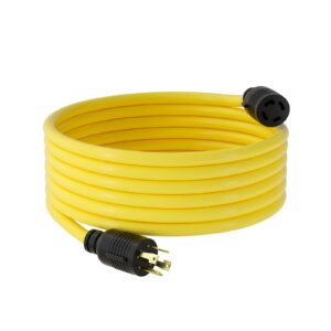 25 feet nema l14-30p/l14-30r generator extension cords, 4 prong heavy duty, 30 amp,125/250v,up to 7500w 10awg cable and the cable ul certification,yellow