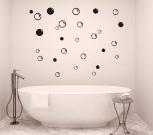 90 large soap bubbles wall decals, bathroom decals, wall art, vinyl stivkers for bathroom, bedroom, nursery decor(a35) (black)