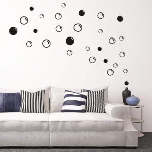 90 Large Soap Bubbles Wall Decals, Bathroom Decals, Wall Art, Vinyl Stivkers for Bathroom, Bedroom, Nursery Decor(A35) (Black)