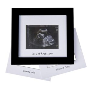 iheipye baby sonogram photo frame - 1st ultrasound picture frame - idea gift for expecting parents,baby shower, gender reveal party,baby nursery decor (silver text, black)