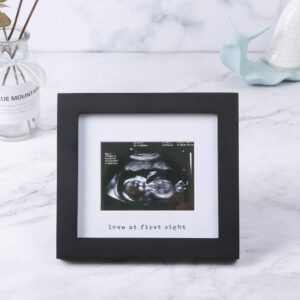 IHEIPYE Baby Sonogram Photo Frame - 1st Ultrasound Picture Frame - Idea Gift for Expecting Parents,Baby Shower, Gender Reveal Party,Baby Nursery Decor (Silver Text, Black)