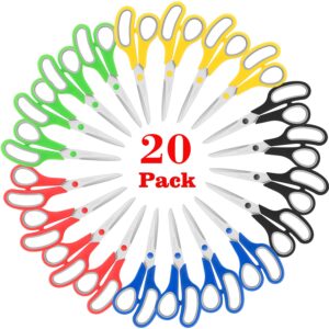 scissors bulk 20-pack, taotree 8" multipurpose scissors, soft comfort-grip handles stainless steel sharp shears for school office home, high/middle school classroom scissors, sewing diy craft supplies