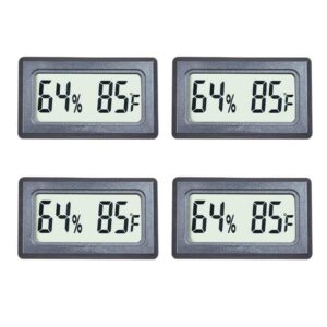 veanic 4-pack mini digital thermometer hygrometer meters gauge indoor large number display temperature fahrenheit (℉) humidity for home office humidors jars incubators guitar case