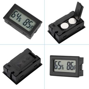 Veanic 4-Pack Mini Digital Thermometer Hygrometer Meters Gauge Indoor Large Number Display Temperature Fahrenheit (℉) Humidity for Home Office Humidors Jars Incubators Guitar Case