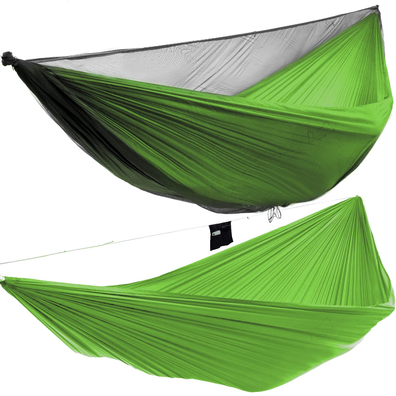 Onewind Camping Hammock with Mosquito Net for Youth Travel Hiking Backpacking Backyard Outside Patio, Sturdy Ripstop Nylon Lightweight Kids Hammock with Tree Straps and Cinch Buckles