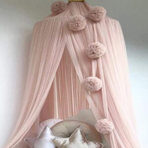 difcuyg5Ozw Lightweight Home Bed Netting Hanging Chiffon Balls Decoration, Lovely Mosquito Net Ornament Accessories - Pink