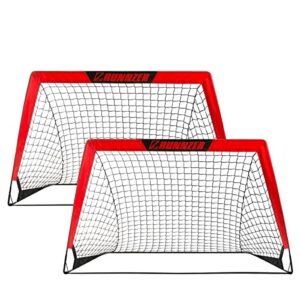 l runnzer kids soccer goal, pop up soccer goal net for backyard, set of 2 with portable carrying case