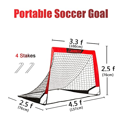 L RUNNZER Kids Soccer Goal, Pop Up Soccer Goal Net for Backyard, Set of 2 with Portable Carrying Case