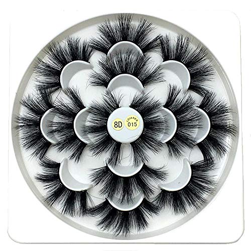 HBZGTLAD NEW 7 Pairs 25mm mink lashes100% mink lashes Soft Dramatic Volume Fake Lashes Reusable Thick False Eyelashes lashes mink(8D-015)